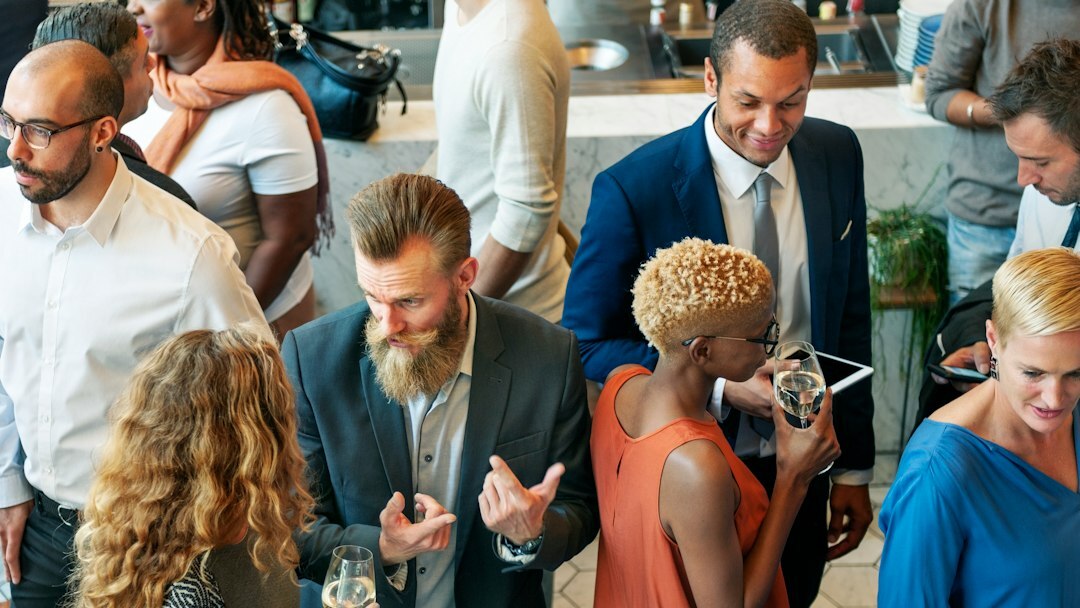 man networking at event